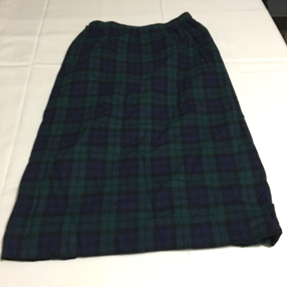 Pendleton Womens Wool Skirt 10 Green Blue Black Watch Tartan Plaid Midi - Picture 5 of 7